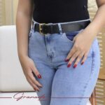 Cinto Feminino de Couro e Fivela Retangular Banhado a Ouro (com passador) - GR - Imagem 2