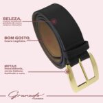 Cinto Feminino de Couro e Fivela Retangular Banhado a Ouro (com passador) - GR - Imagem 3