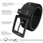 Cinto de Couro Ajuste com Elástico Preto - GR - Imagem 3