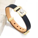 Pulseira de Couro Strap Plug Trevo Gemme de Fortune - GR