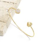 Bracelete de Ouro Corações Dueto com Cristais - GR