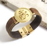 Pulseira Masculina São Jorge Ouro e Fechamento Magnético - GR