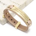 Pulseira de Couro Strap Plug Tudo Posso Naquele que me Fortalece - GR