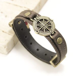 Pulseira de Couro Strap Plug Rosa do Ventos Legacy - GR